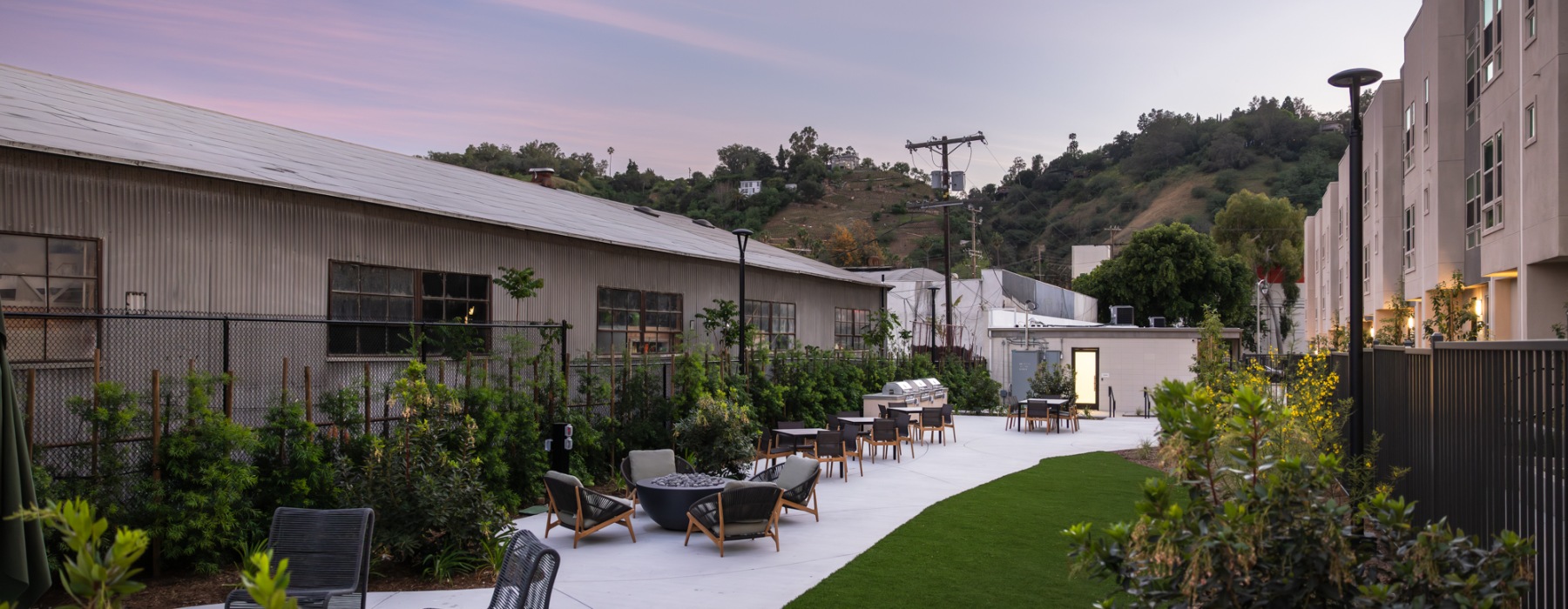 Outdoor BBQ and firepit area